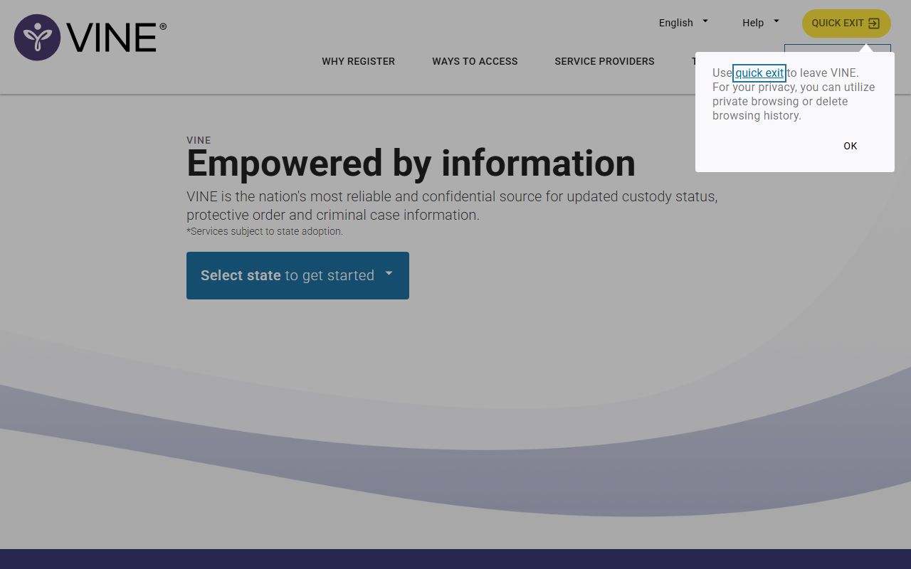 Lincoln County criminal court records VINELink victim notification system page