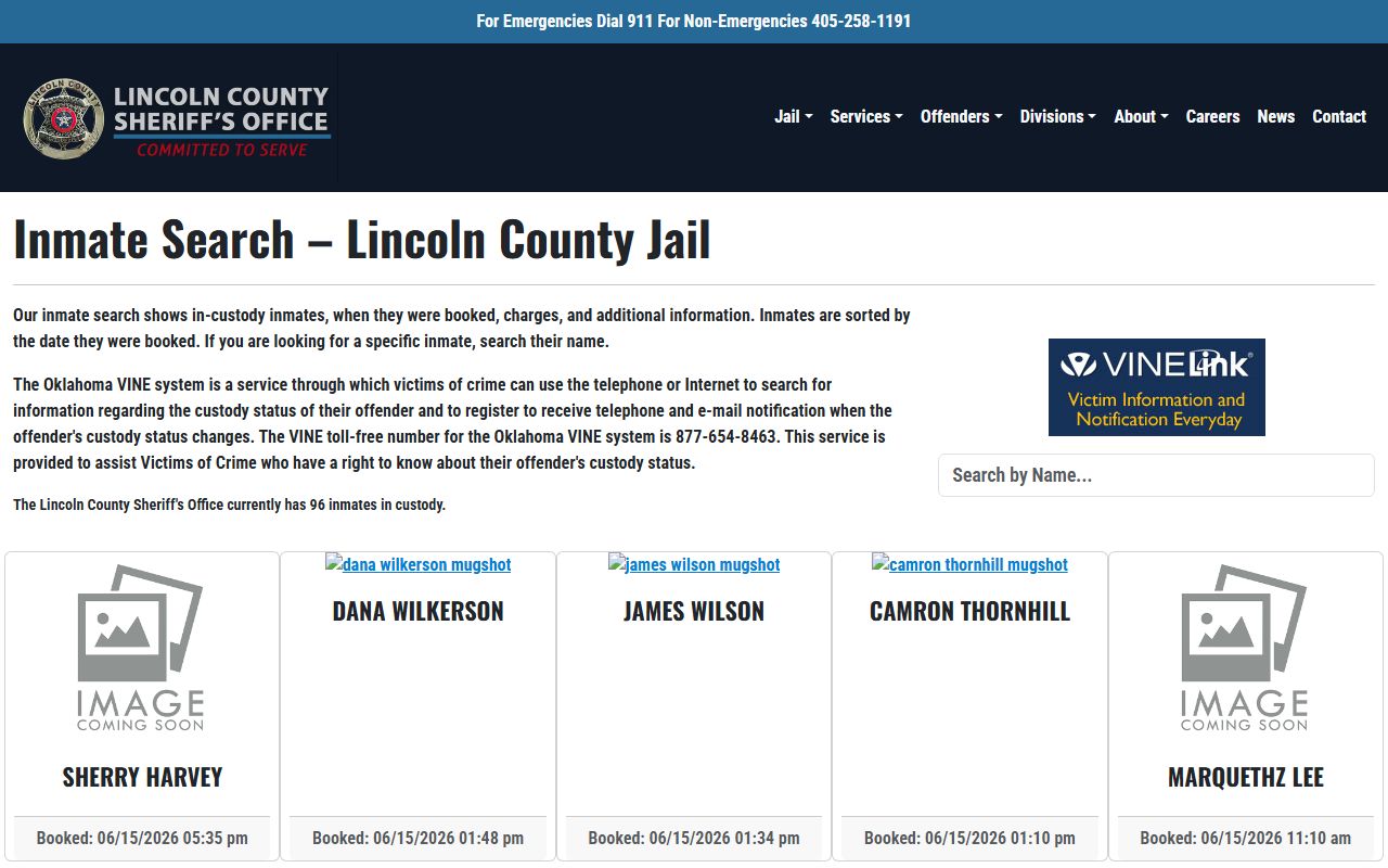 Lincoln County inmate search instructions