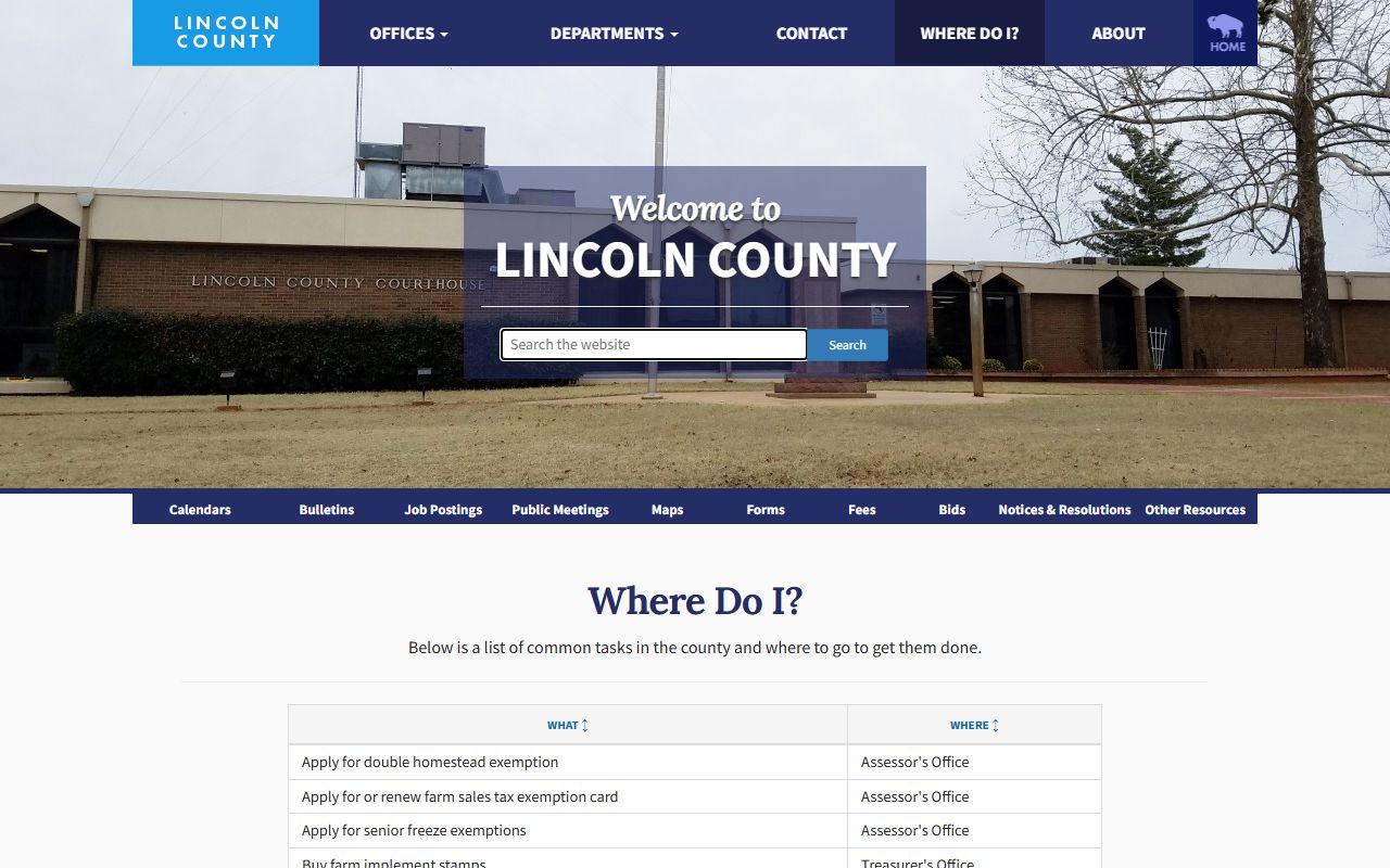 Lincoln County marriage license routing on the official Where Do I page