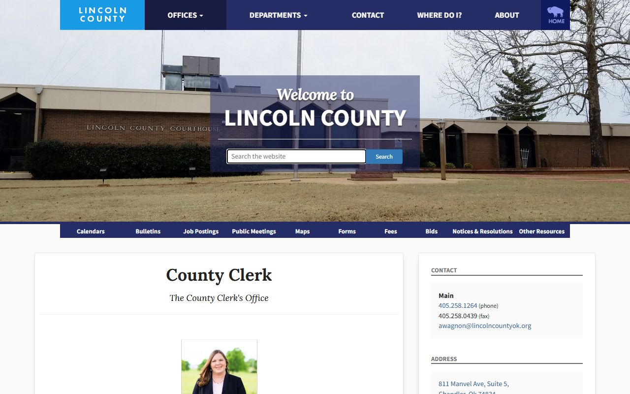 Lincoln County divorce and land-record context on the County Clerk page