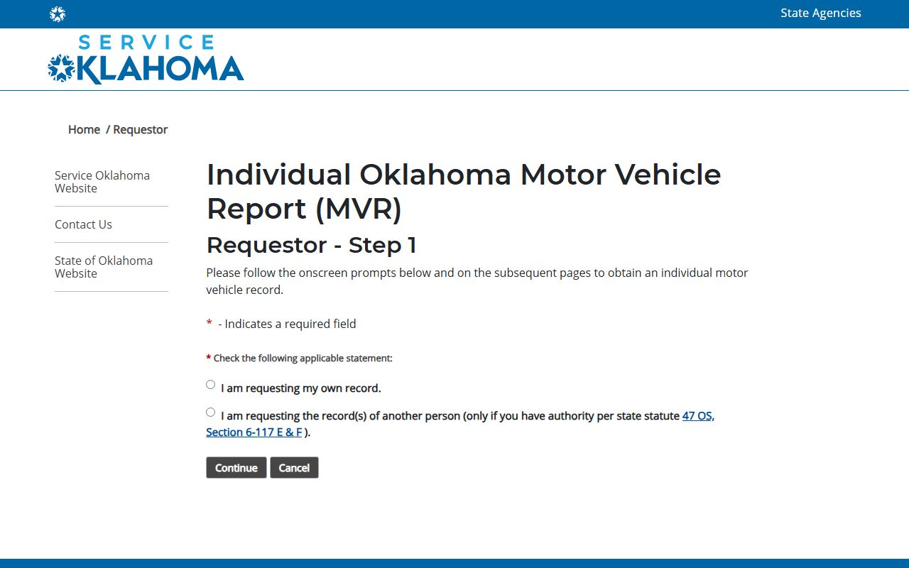 Lincoln County traffic court records and the Service Oklahoma motor vehicle record request portal